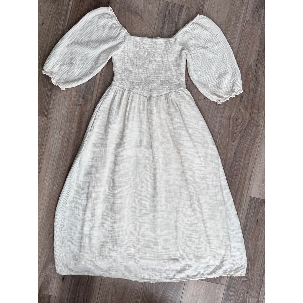 Neuflora Loveland Dress Small Gauze Smocked Puff Sleeve Cottage Prairie Boho - Picture 8 of 13